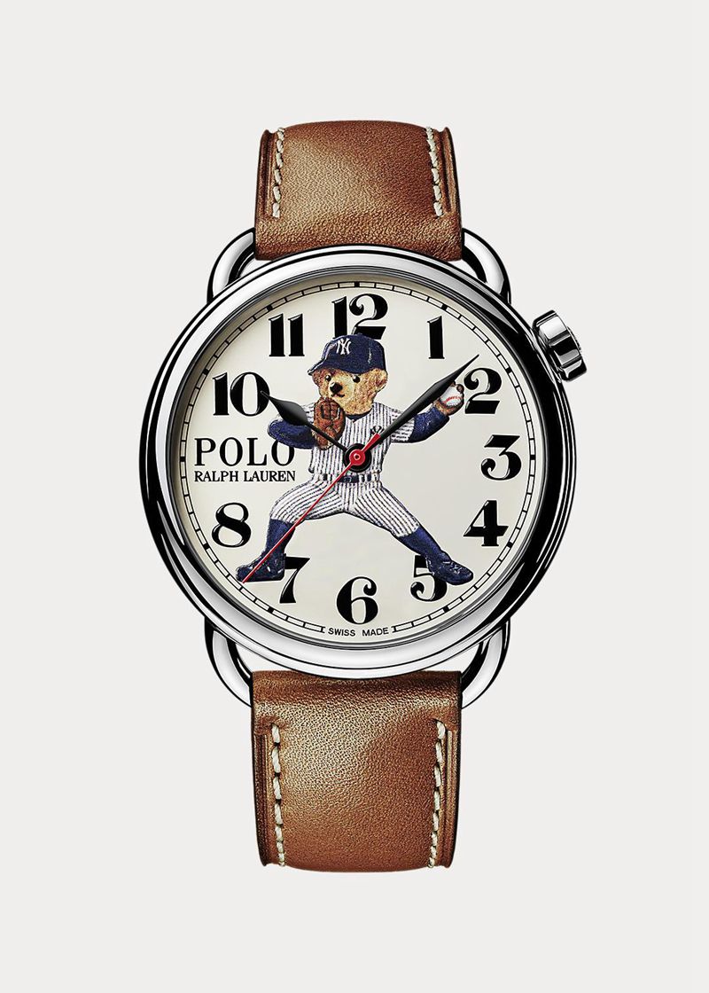 Zegarek Polo Ralph Lauren Damska Białe Polo Bear Yankees 42 Mm Steel Watch 185394-PTK